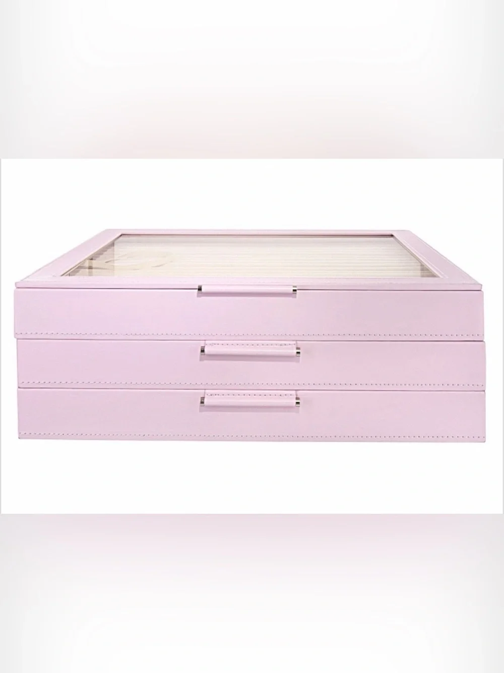WOLF Pink Three-Tier Jewelry Organizer with Clear Display Top